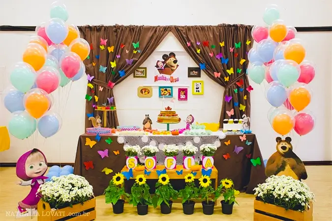 Decoração de festa de aniversário da Masha e o Urso